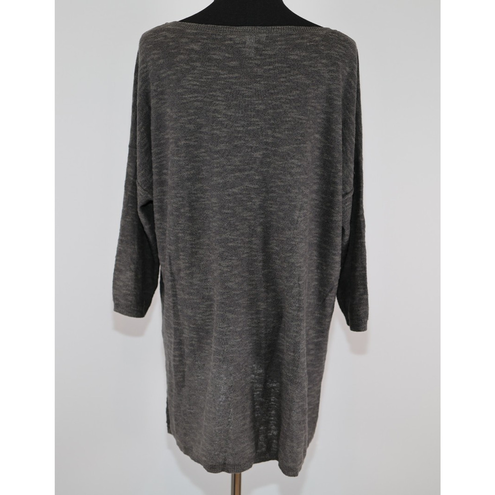 A4 Auth EILEEN FISHER Heathered Gray Cotton Linen Blend Knit Sweater Tunic Sz M - Picture 4 of 6